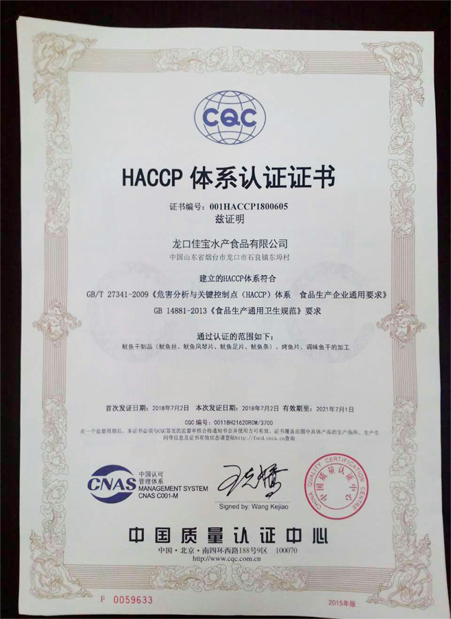 HACCP certification