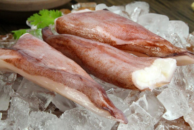 Frozen squid the tail